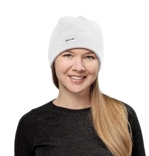 Turtle Fur Fleece Winter Beanie for Men and Women - Soft, Stretchy, Breathable Winter Hat that Won't Overheat Under Helmet - White