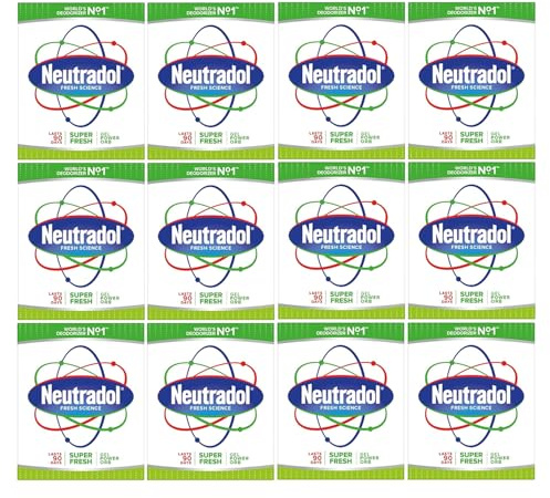 Neutradol Slow Release Gel, Air Freshener and Odour Eliminator, No Plug or Spray Needed, Super Fresh, Multipack of 12 x 135g