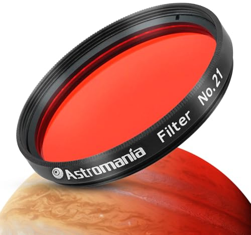 Astromania Telescope Filter, 2 Inches Planetary Filter for Astronomy Telescope Eyepiece, Color Filter for Enhancing Contrast in Lunar Planetary Observation - #21 Orange