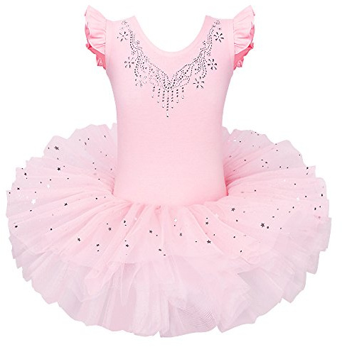 ZNYUNE Girls Princess Ballet Tutu Dress Comfort Peach 3-4Y