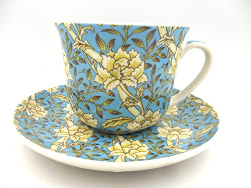 Abbeydale Collection Gift boxed Jumbo Cup and saucer in William Morris blue chrysanthemum design