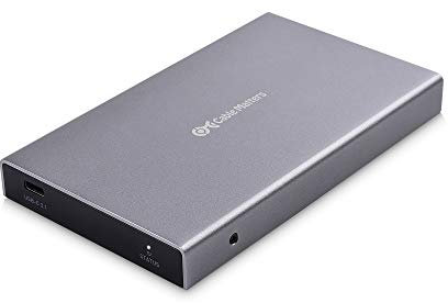 Cable Matters Aluminio 10 Gbps Caja Disco Duro 2.5 USB C SSD (Carcasa Disco Duro Externo USB C HDD 2.5, Caja USB para Disco Duros) con Cables USB C y USB A - Compatible con Puerto Thunderbolt 3