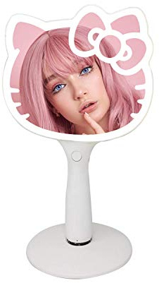 Impressions Vanity Hello Kitty LED Handheld Mirror, Makeup Vanity Mirror with Standing Base and Adjustable Brightness