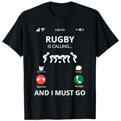 Maglietta Divertente e alla Moda con Scritta Rugby Is Calling Maglietta
