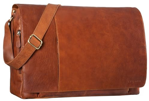 STILORD 'Maximus' XXL Ledertasche riesige Herren Umhängetasche Unitasche 17 18 19 21 Zoll Laptop Aktentasche Bürotasche Büffel Leder, Farbe:maraska - braun