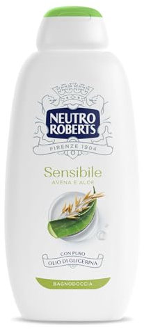 Neutro Roberts, Bagnoschiuma Corpo Sensibile con Puro Olio di Glicerina e Avena e Aloe, rigenerante sulla pelle, Formula senza sapone e a pH fisiologico, Dermatologicamente Testato, Flacone da 600 ml
