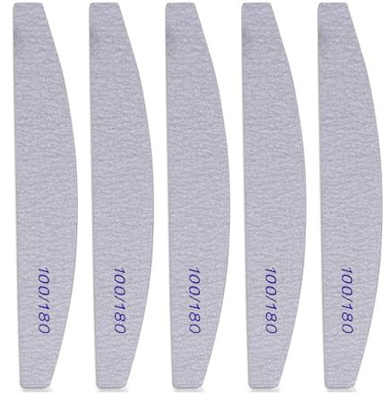 Kafeiya Lime per Unghie Professional(5 Pezzi),Lime per Unghie Grana 100/180 Lavaggio Bilaterale Lavabile per Uso Domestico e Salone-Grigio