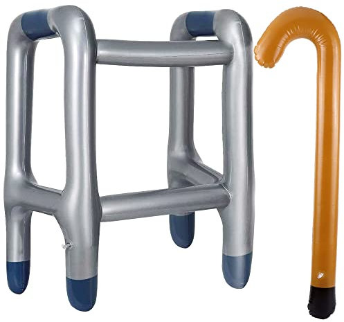 JSMTKJ Aufblasbare Gehhilfe und Aufblasbarer Spazierstock für Ihr Kostüm als Oma oder Opa zum Karneval/Fasching oder als Gag zum Geburtstag