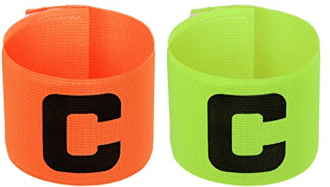 PATIKIL Kaptenens armband, 2-i-1 set elastiskt armband för fotbollslag träning, orangegrönt