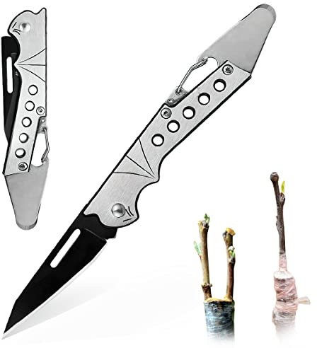Taozoey Couteau de Greffage Pliant, Couteau Serpette Jardin, Horticultural Knife, Couteau Champignon, Garden Knife, Couteau Pliable Greffe D'élagage, Acier Inoxydable, Outil de Greffage de Jardin (A)