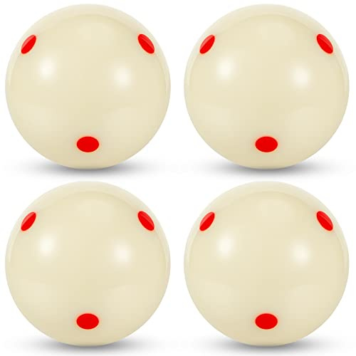 Meooeck 2-1/4'' Pro Cup Cue Ball Standard Billiard Ball Regulation Size Training Pool Ball with 6 Red Dots Replacement Ball, White