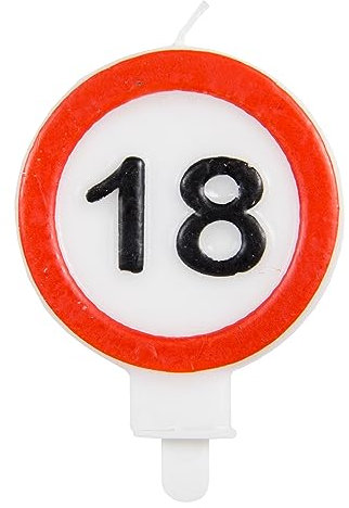 Folat 24251 Velas de Pastel - Vela 18 cumpleaños señal de tráfico Adornos para pasteles para fiestas de cumpleaños, aniversario de Bodas, fiesta de Graduación, baby shower, fiesta de niños