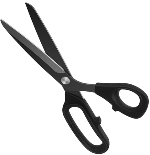 Vutyvve Tijeras de tela, mango suave para cortar tela, ropa, textiles, tijeras de sastre de 24,5 cm, alicates de corte de hilo, cinta métrica de costura, negro, juego de 3 piezas