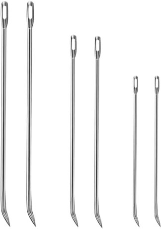 Ofargo Fleisch-Stricknadeln, Bratennadeln zum Schnüren von Braten, Truthahn, Huhn, Schweinehaut, ganzem Schwein, Lamm und Rotisserie-Schweinen; 2 Stück je Größe 12,4 cm, 14,5 cm, 17,8 cm, 6 Stück