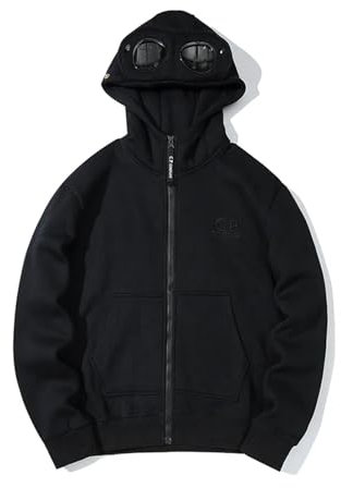 SAFWEL Herren-Sweatshirt mit schmaler Passform, langärmlig, mit Reißverschluss, Farbblock-Design, Kanga-Tasche, Schul-Hoodie (Schwarz, M)