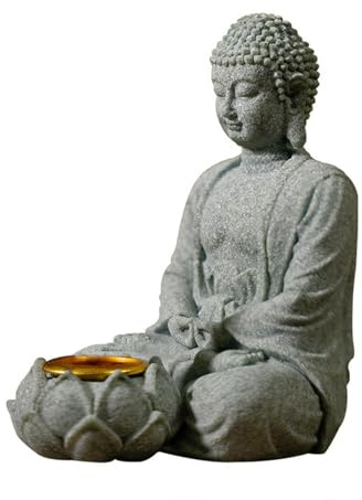 Figura de piedra de Budas con ranura para velas, soporte para inciensos, decoración espiritual, estatua de escritorio