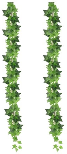 alwaiiz Lot de 2 guirlandes de lierre artificiel à suspendre - Vert - 200 cm - Pour pièces, balcons, jardins, décorations de fête