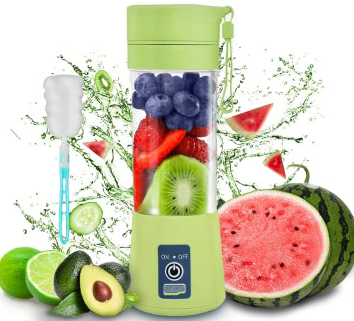Portable Blender-13Oz Mini Blender Upgrade The 6-Blade, Baby Food Blender Fruit Mixing Machine Travel Handheld Blenders with USB Rechargable Green 1.2