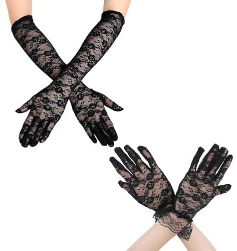 SSKHEin Fesselndes Set Aus Langen Und Kurzen Schwarzen Spitzenhandschuhen Für Jeden Glamourösen Anlass Entfessle Deine Innere Diva