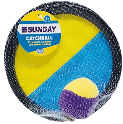 ODS - Sunday Catchball Schläger mit 2 Klett-Schlägern und weichem Ball, Durchmesser 19,5 cm, Strand Kinder und Spiele Meer, 47105