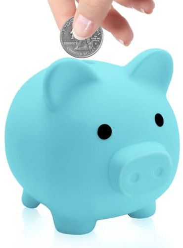 Coco Berming 13 * 10 * 11.5cm Sparschwein, Pig Money Coin Bank, Bruchsicheres Sparschwein Geeignet für die Wohnraumdekoration, Geschenk zu Geburtstagen und Feiertagen (Himmelblau)