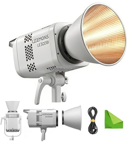 Godox Litemons LE300Bi 320W tvåfärgad LED-videolampa, 2800K-6500K, 58900Lux@1M, bärbart Bowens-fäste, NFC och Bluetooth APP-kontroll (vit)