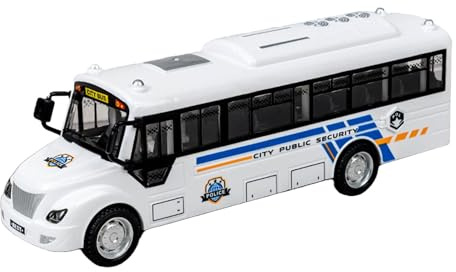 SZLIFE Giocattolo Autobus per Bambini 1:12 Giocattoli educativi per Esterni e Interni con Suoni e luci Modello di Autobus Giocattolo per Feste di Compleanno, Bianco