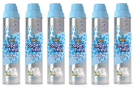 1001 Carpet Fresh Spray Soft Jasmine & Fresh Linen Fragrance, Hours Of Freshness, For Use On Carpets, Rugs & Upholstery, Pack of 6x 300ml Can