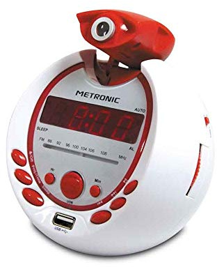 Metronic 477021 Barn Pirat MP3 USB projektion 180° radioväckarklocka - röd och vit