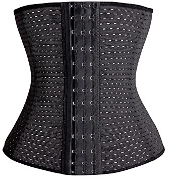KSKshape Waist Trainer Corset Breathable Shapewear Girdle, Black-9.8 Inches Height, Medium