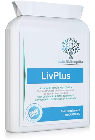 LivPlus 60 Capsules – Choline, Alpha Lipoic Acid, N-Acetyl Cysteine & 9 Botanicals Including Turmeric and Chlorella