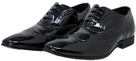 Smokies Hommes Chaussure de Mariage George synthétiques Chaussure de Smoking Classique laquée (46 EU, Noires)