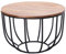 FineBuy Couchtisch 60x39x60cm Sheesham Massivholz/Metall Korbtisch, Design Sofatisch, Wohnzimmertisch rund, Holztisch Kaffeetisch massiv, Tisch Wohnzimmer