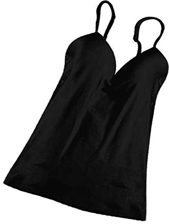 F Fityle Imbottite con Reggiseno Incorporato Da Donna Canottiera con Canotta Canotta Da Notte, Nero, M