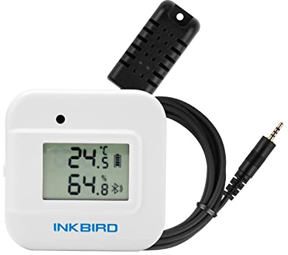 Inkbird Smart Thermometer Temperature and Humidity Monitor Hygrometer Indoor, Free APP for iOS and Android, IBS-TH2 Plus Version Supports External Temperature Probe and Digital Display（Temp+Humid）