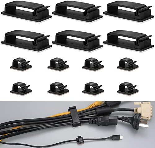 60 Stück Selbstklebende Kabelclips – Kabelhalter und Kabelmanagement für TV, PC, Laptop, Ethernet-Kabel, Schreibtisch, Zuhause und Büro