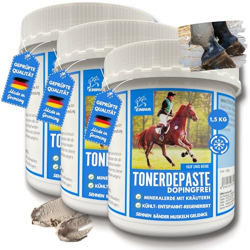 essigsaure Tonerde Pferd ohne Arnika dopingfrei 3x1,5Kg Tonerdepaste Pferd Kühlend I Heilerde Paste I Kühlpaste Pferd kühlt Muskel Gelenke Sehnen zur Regeneration Entspannung Muskelkater für Pferde