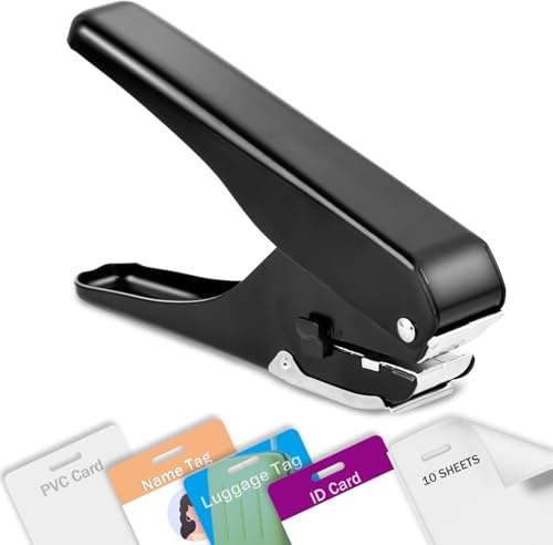 Heavy-Duty Slot Punch, Handheld Badge Hole Puncher, All Metal ID Card Puncher, Slotting Punch Tool for Paper (Max 10 Sheets), PVC ID Card, Luggage Tag, Name Tag and Badge Holder