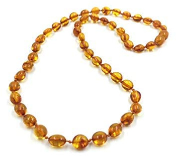Amber Jewelry Shop Collana di Ambra Naturale Cognac per Donna Uomo - Collana in Vera Ambra Certificata 46 cm
