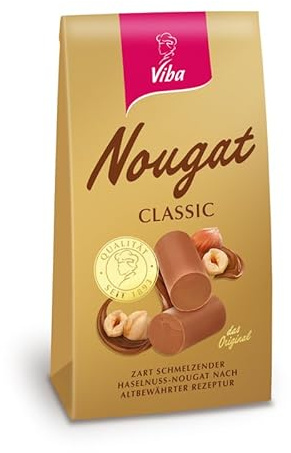Viba Classic Nougat Minis – Beutel mit 10 Minis à 10 g – Zartschmelzender Haselnuss-Nougat nach Originalrezept – 100 g Nougatpralinen zum Teilen & Genießen