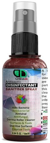 Antiseptic Disinfectant for First Aid, Wounds, Cuts, Sanitises & Cleanses Surfaces, Kills 99.9% Bacteria & Germs, for Derma Roller, Protect Against Nail Fungus, 10ML SPRAY