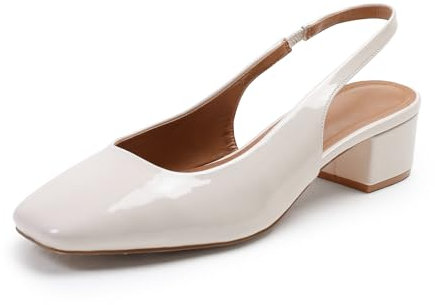 Womens Mid High Block Heel Court Shoes Ladies Comfort Support Work Pumps Formal Smart Office Low Heeled Rear Strap Slip On Dolly Wide Fit Fitting Shoes