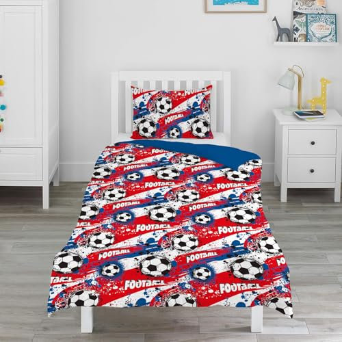 INTOMENG Mädchen Bettwäsche Kinder Set Bringen Sie Einen Kissenbezug 3D Ultrafeine Faser Deckenbezug (FUSSBALL01, 135x200cm+80x80cm)