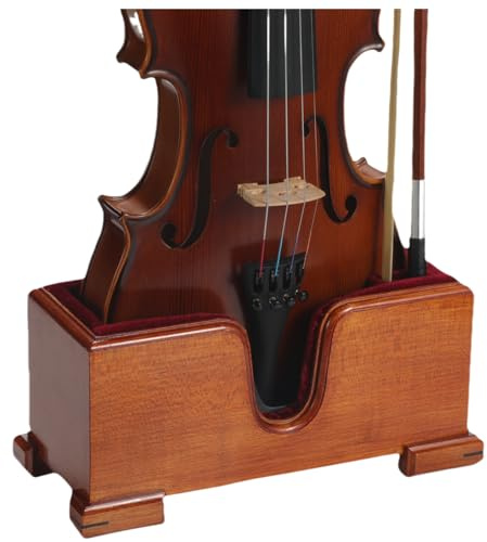 YWYLL Violin and Bow Holder ( Stand), Wooden Violin Holder Floor Display for Violin, Velvet Protection, Stable and Classy Aesthetic (brown wood + red relvet)
