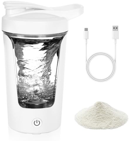 AOOWU Électrique Protéine Shaker, 450Ml Shaker Tasse Rechargeable Par Usb, Shaker Bouteille Pour Shakes Protéinés Et Shakes De Remplacement De Repas Sans Bpa Pour Aux Personnes De Fitness/Sport