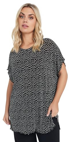Yours Curve & White Polka Dot Print Plisse T-Shirt - Women's - Plus Size Curve