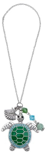 DELORIGIN Diffuseur D'Huiles Essentielles en Forme de Tortue de Mer pour Rétroviseur Pendentif en Alliage Coquillage Étoile de Mer Décoration de Voiture à Suspendre pour Sac Porte Clés