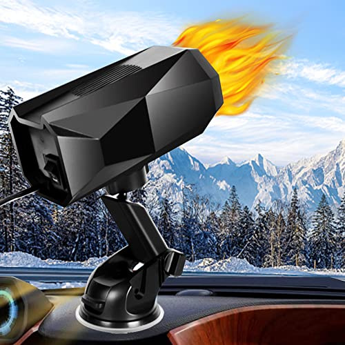 【2025 NEW】Portable Car Heater,2 in 1 Auto Heater, Fast Heating Defrost Defogger Cooling 12V Lighter Heater 60 Second Plug in Car Cig Lighter Demister, Car Fan Windshield Defroster (QH-N209)