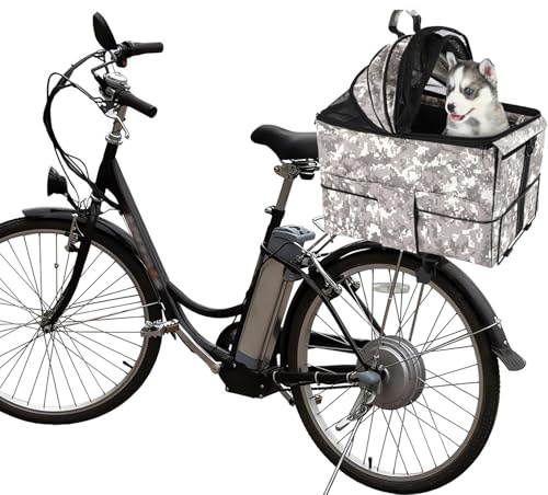 Asiento ajustable para bicicleta para mascotas (trasero), elevador acolchado para bicicleta para perros con correa de seguridad segura, soporte trasero de instalación rápida, correas reflectantes y