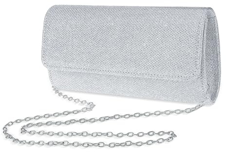 Women's Clutches, Glitter Envelope Clutch Bag, Ladies Evening Bag(Silver)